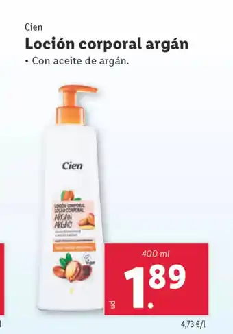 Lidl CIEN Loción corporal argán oferta