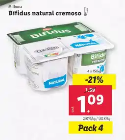Lidl MILBONA Bífidus natural cremoso oferta
