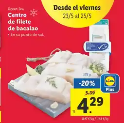 Lidl OCEAN SEA Centro de filete de bacalao oferta