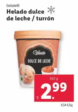 Lidl GELATELLI Helado dulce de leche / turrón oferta