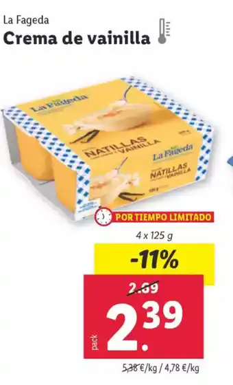 Lidl LA FAGEDA Crema de vainilla oferta