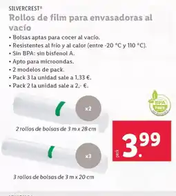 Lidl SILVERCREST Rollos de film para envasadoras al vacío oferta