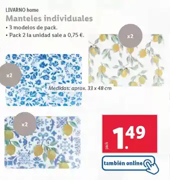 Lidl LIVARNO home Manteles individuales oferta