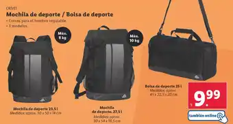 Lidl CRIVIT Mochila de deporte / Bolsa de deporte oferta