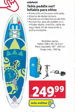 Lidl Tabla paddle surf inflable para niños oferta