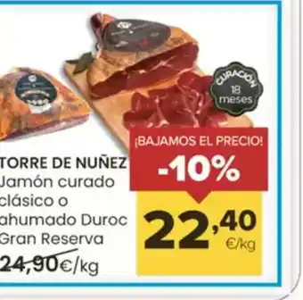 Autoservicios Familia TORRE DE NUÑEZ Jamón curado clásico o ahumado Duroc oferta
