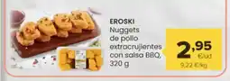 Autoservicios Familia EROSKI Nuggets de pollo extracrujientes con salsa BBQ oferta