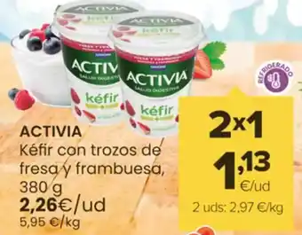 Autoservicios Familia ACTIVIA Kéfir con trozos de fresa y frambuesa oferta