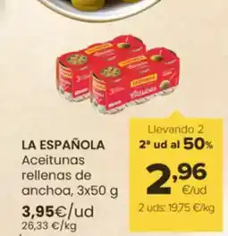 Autoservicios Familia LA ESPAÑOLA Aceitunas rellenas de anchoa oferta