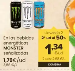 Autoservicios Familia MONSTER En las bebidas energéticas oferta