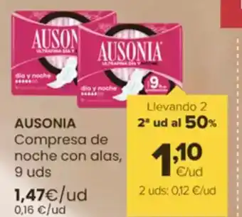 Autoservicios Familia AUSONIA Compresa de noche con alas oferta