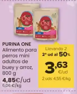 Autoservicios Familia PURINA ONE Alimento para perros mini adultos de buey y arroz oferta