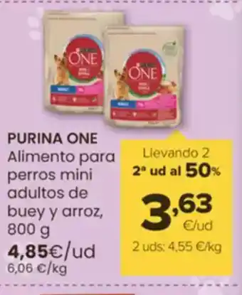 Autoservicios Familia PURINA ONE Alimento para perros mini adultos de buey y arroz oferta