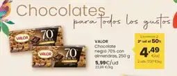 Autoservicios Familia VALOR Chocolate negro 70% con almendras oferta