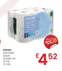 Eroski EROSKI Soft toilet paper, double roll oferta