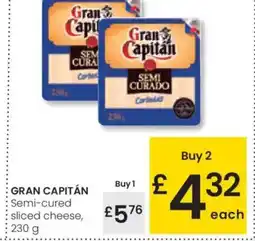 Eroski GRAN CAPITÁN Semi-cured sliced cheese oferta