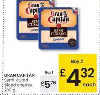 Eroski GRAN CAPITÁN Semi-cured sliced cheese oferta