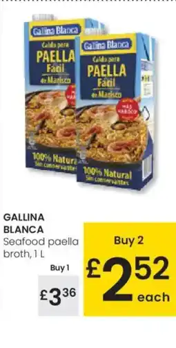 Eroski GALLINA BLANCA Seafood paella broth oferta