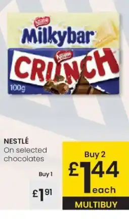 Eroski NESTLÉ On selected chocolates oferta