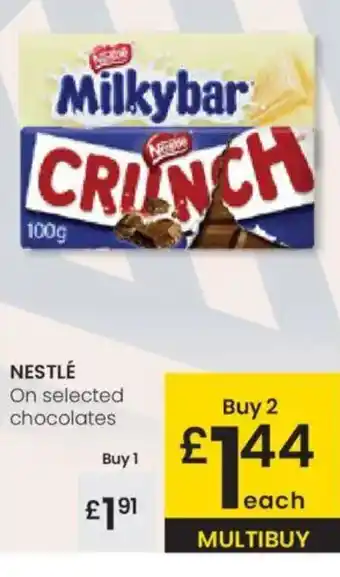 Eroski NESTLÉ On selected chocolates oferta