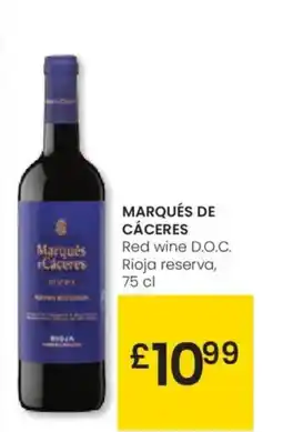 Eroski MARQUÉS DE CÁCERES Red wine D.O.C. Rioja reserva oferta