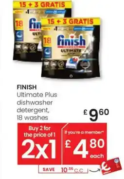 Eroski FINISH Ultimate Plus dishwasher detergent, 18 washes oferta