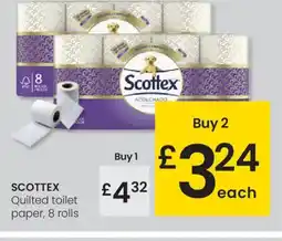 Eroski SCOTTEX Quilted toilet paper, 8 rolls oferta