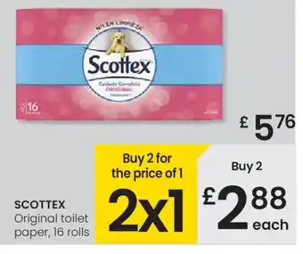 Eroski SCOTTEX Original toilet paper, 16 rolls oferta