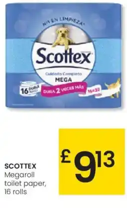Eroski SCOTTEX Megaroll toilet paper, 16 rolls oferta