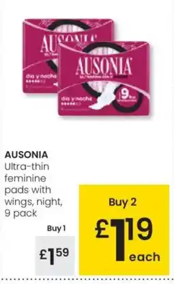 Eroski AUSONIA Ultra-thin feminine pads with wings, night, oferta