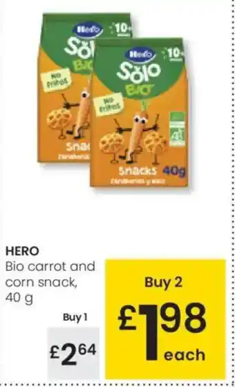 Eroski HERO Bio carrot and corn snack oferta