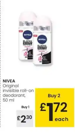 Eroski NIVEA Original invisible roll-on deodorant oferta