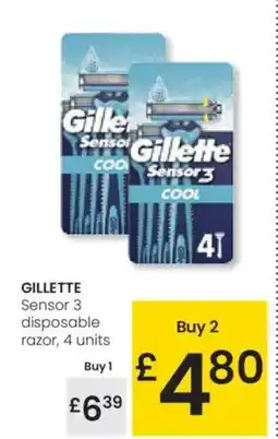 Eroski GILLETTE Sensor 3 disposable razor, 4 units oferta