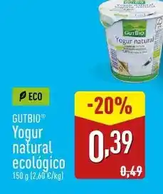 ALDI Gutbio - yogur natural ecologico oferta
