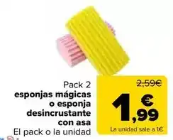 Carrefour Pack 2 esponjas mágicas o esponja desincrustante con asa oferta