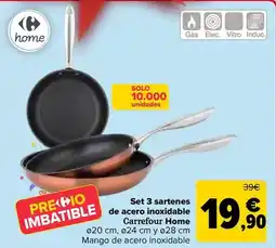 Carrefour Carrefour home - set 3 sartenes de acero inoxidable oferta