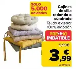 Carrefour Cojines de silla redondo o cuadrado oferta
