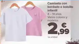 Carrefour Camiseta con bordado o bolsillo infantil oferta