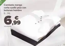 Carrefour Camiseta manga corta cuello pico con botones hombre oferta