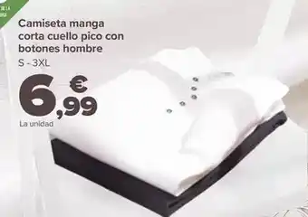Carrefour Camiseta manga corta cuello pico con botones hombre oferta