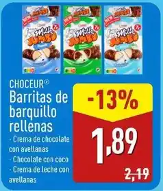 ALDI Choceur - barritas de barquillo rellenas oferta