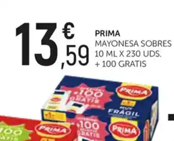 Comerco Cash & Carry PRIMA Mayonesa sobres 10 ml x 230 uds. + 100 gratis oferta