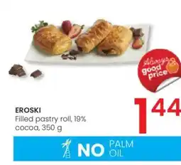 Eroski EROSKI Filled pastry roll, 19% cocoa oferta
