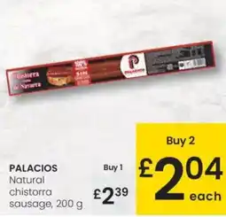 Eroski PALACIOS Natural chistorra sausage oferta