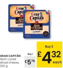 Eroski GRAN CAPITÁN Semi-cured sliced cheese oferta