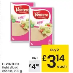 Eroski EL VENTERO Light sliced cheese oferta