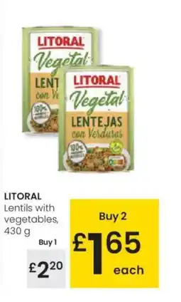 Eroski LITORAL Lentils with vegetables oferta