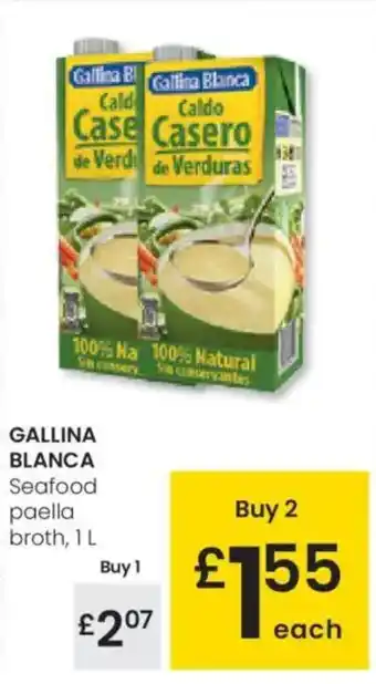 Eroski GALLINA BLANCA Seafood paella broth oferta