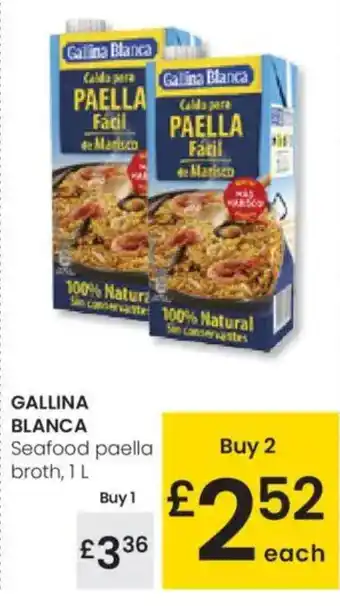 Eroski GALLINA BLANCA Seafood paella broth oferta