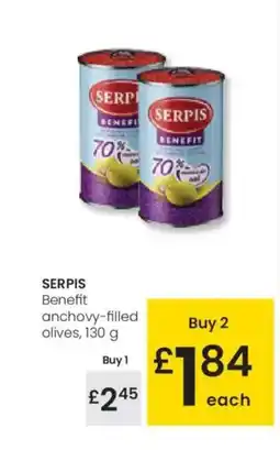 Eroski SERPIS Benefit anchovy-filled olives oferta